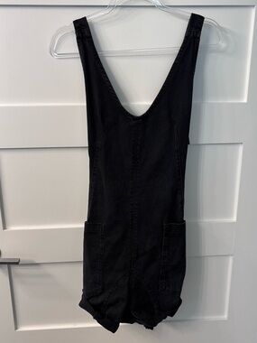 Free People We The Free Black Sleeveless One-Piece Romper Denim Shortalls